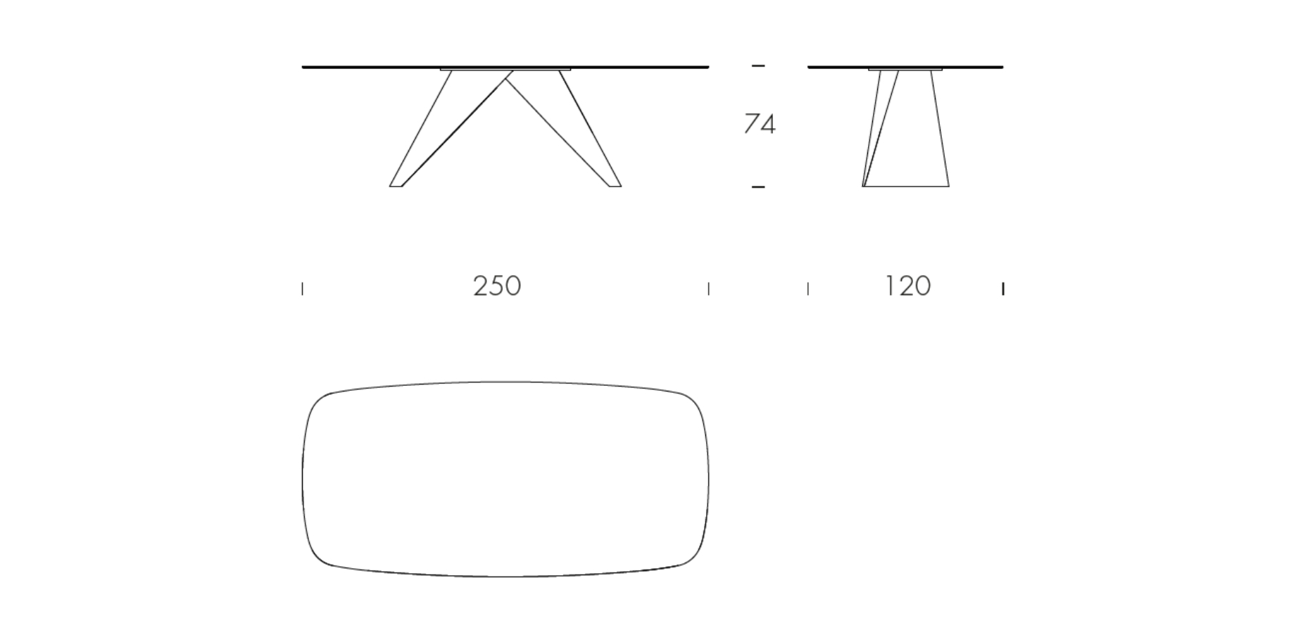 Simposio - L 250 W 120 H 74 cm
