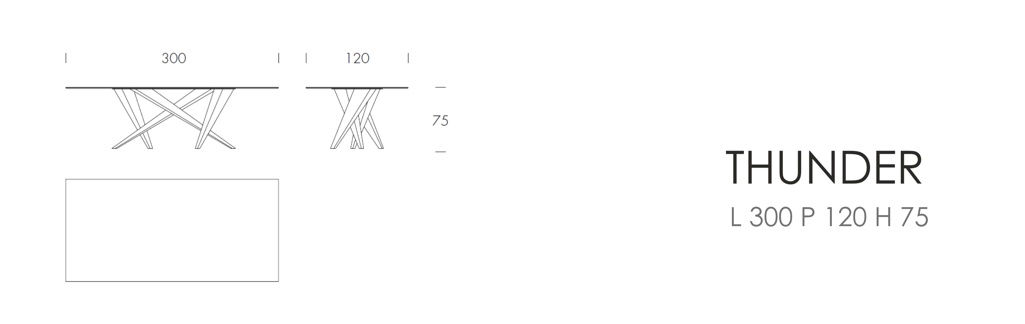 THUNDER - L 300 P 120 H 75 cm