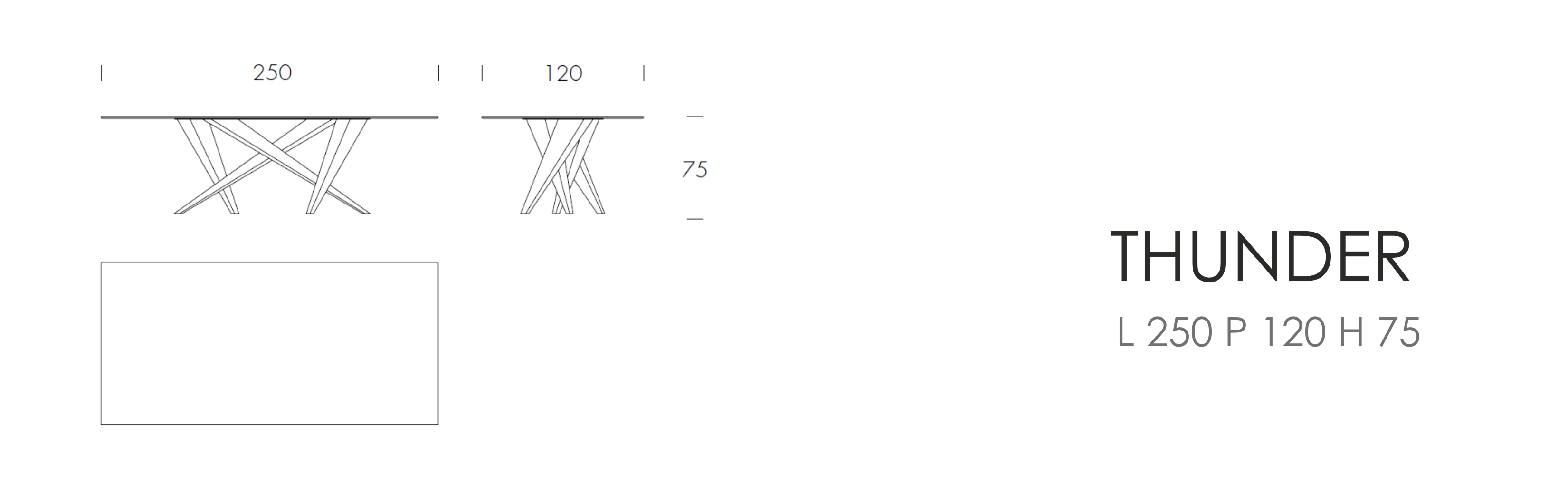 THUNDER - L 250 P 120 H 75 cm