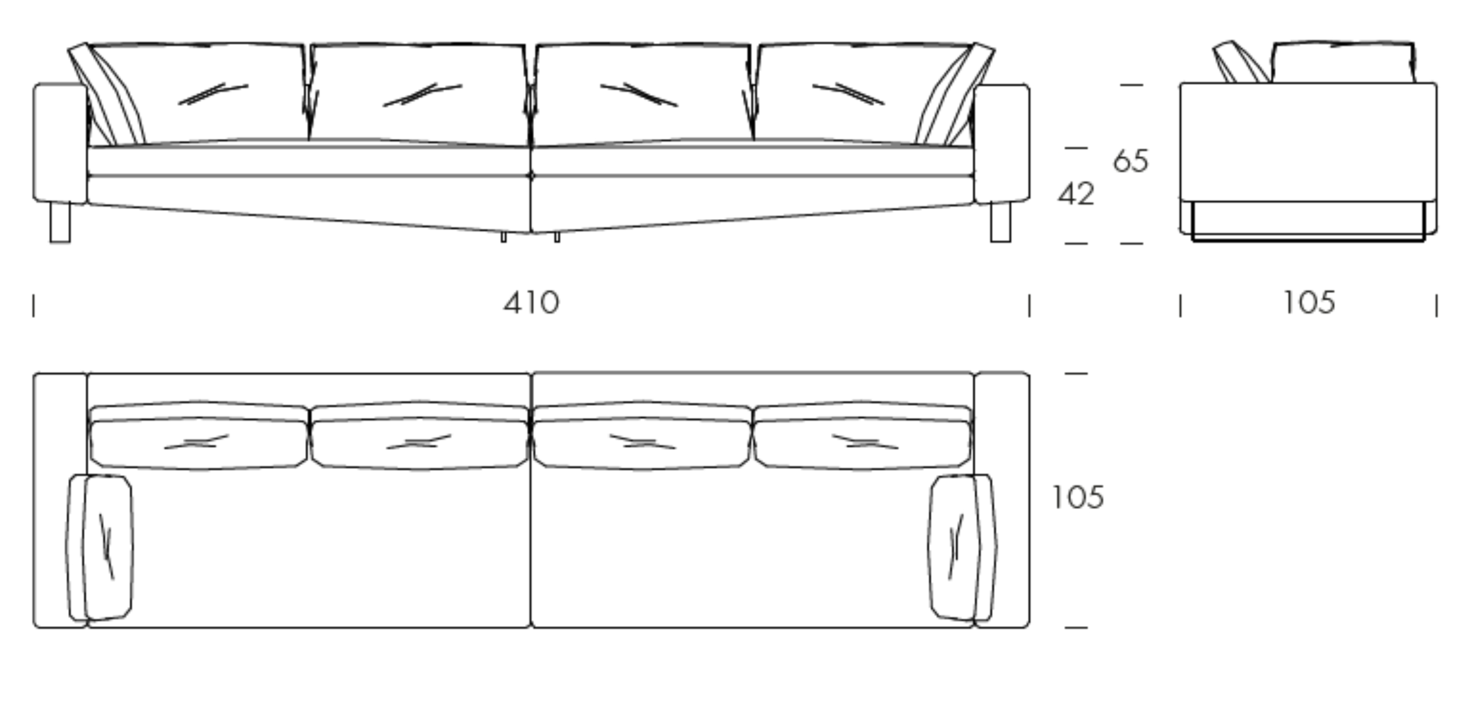 Montecarlo vers. C - L 410 W 105 H 65 cm