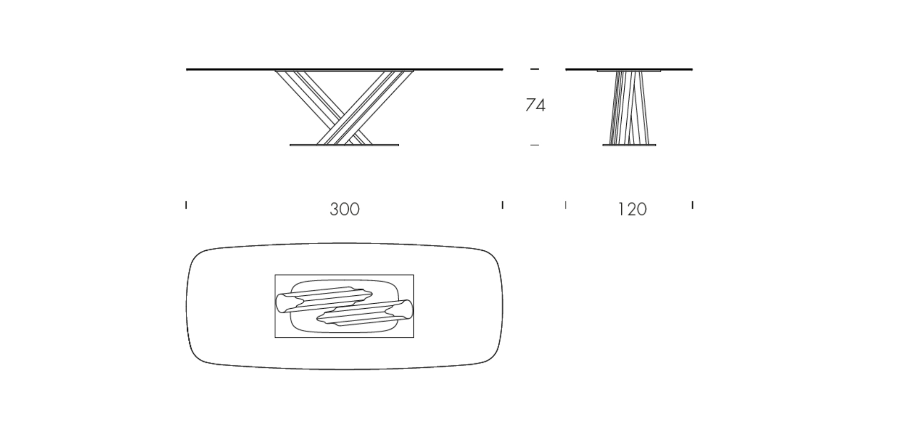 Sipario - L 300 W 120 H 74 cm