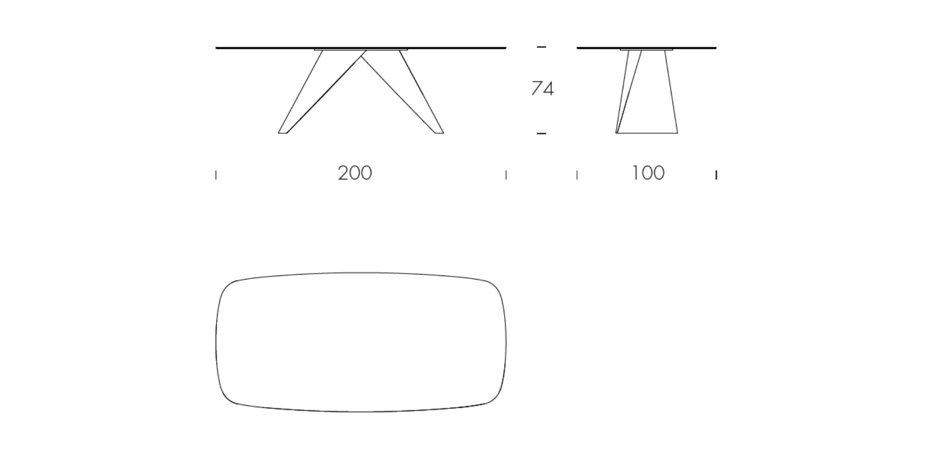 Simposio - L 200 W 100 H 74 cm