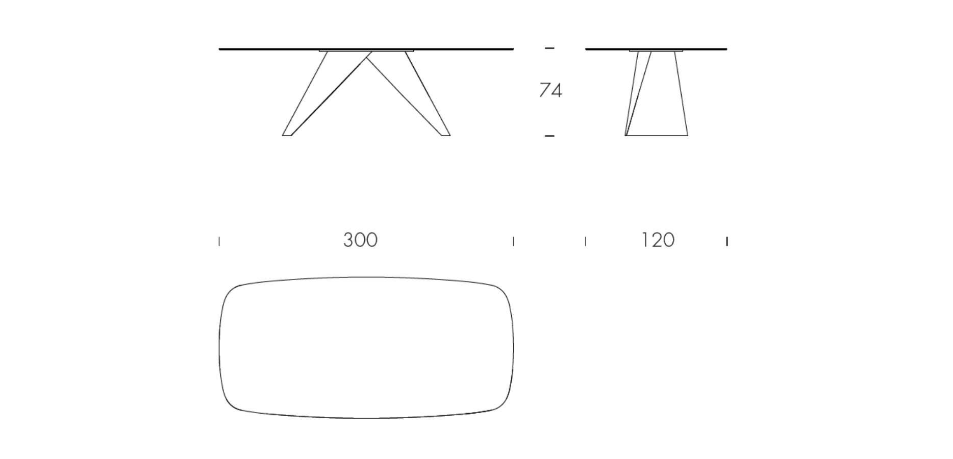 Simposio - L 300 W 120 H 74 cm