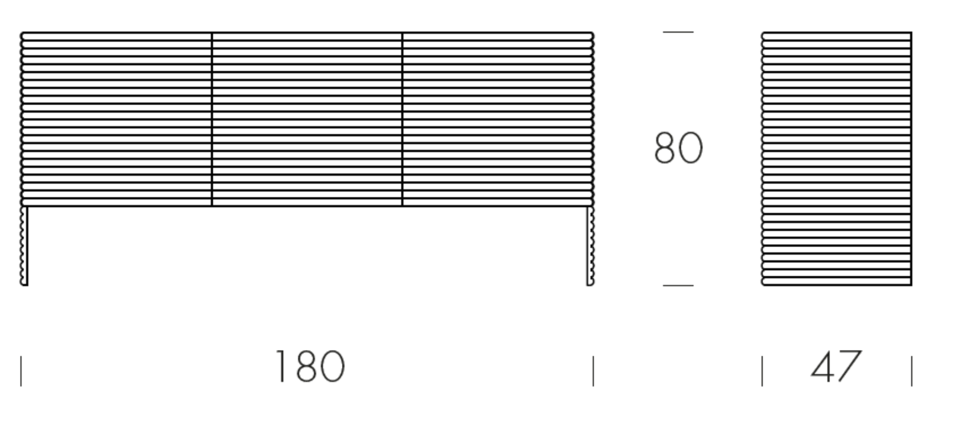 Patsy - L 180 W 47 H 80 cm (с ножками)