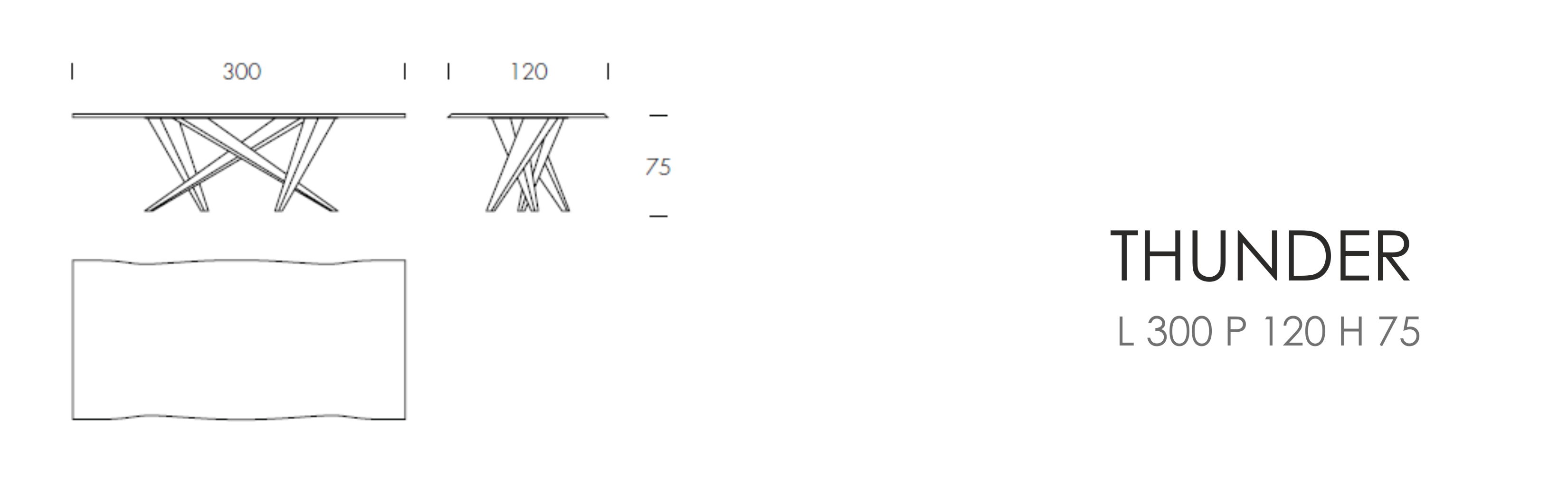 THUNDER - L 300 P 120 H 75 cm