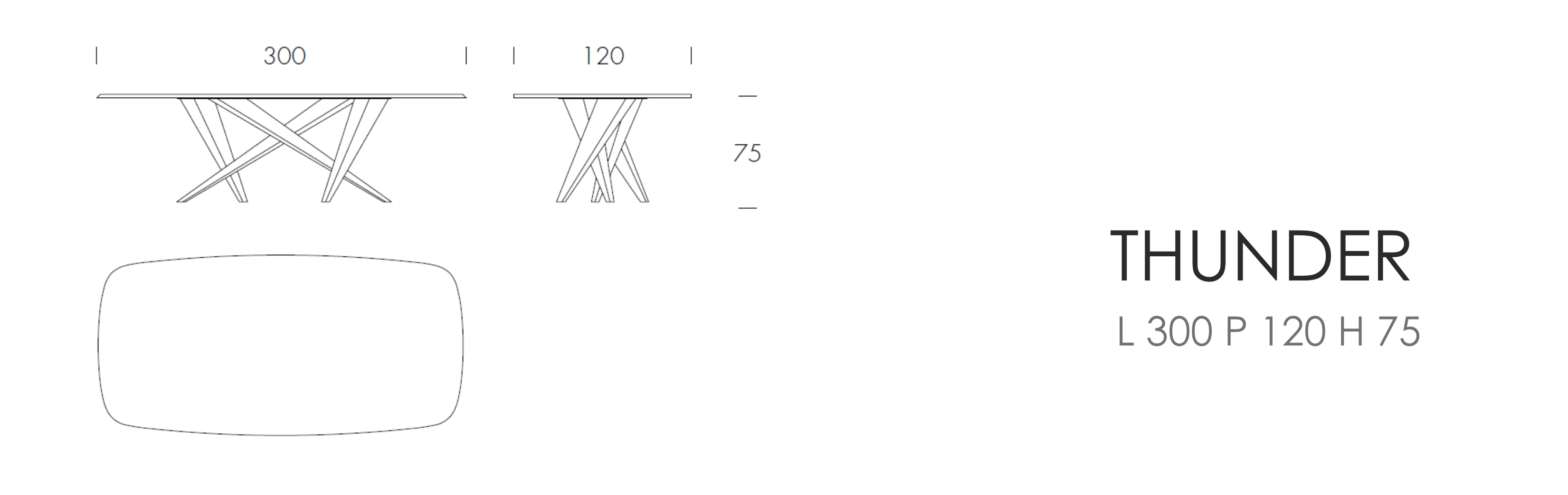 THUNDER - L 300 P 120 H 75 cm