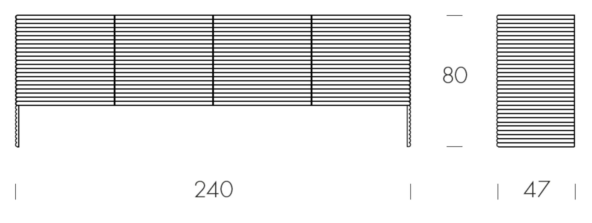 Patsy - L 240 W 47 H 80 cm (с ножками)